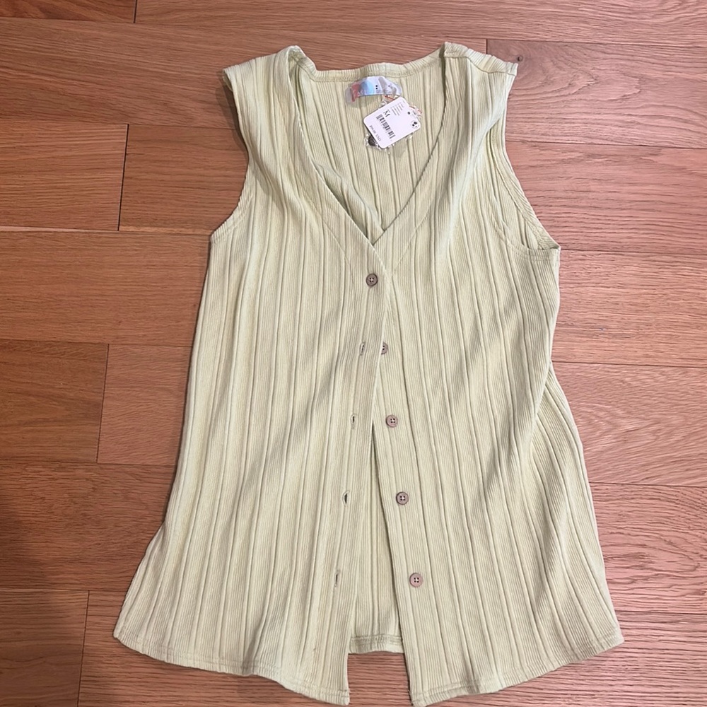 NWT Free People Beach Lime Green sweater vest